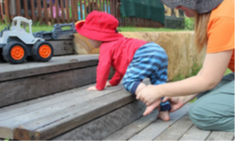 Crawling up the stairs